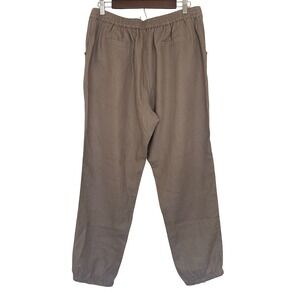 IXIMO Women's Linen Pants Large Brown Elastic Waist Drawstring Casual Straight